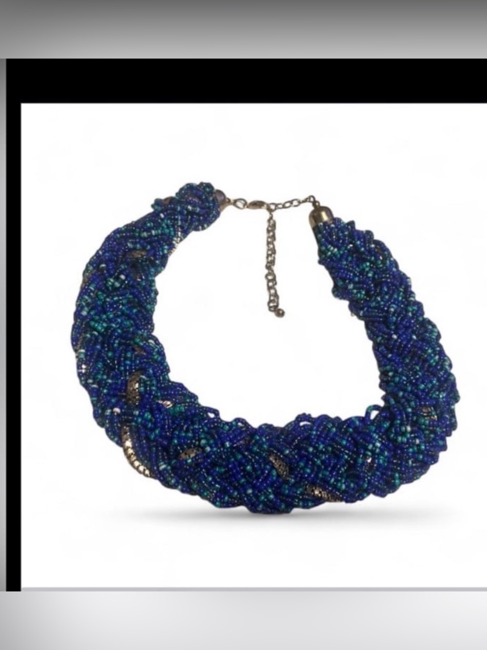 Seed Bead Braided 18" Chunky Necklace Reversible #7146
